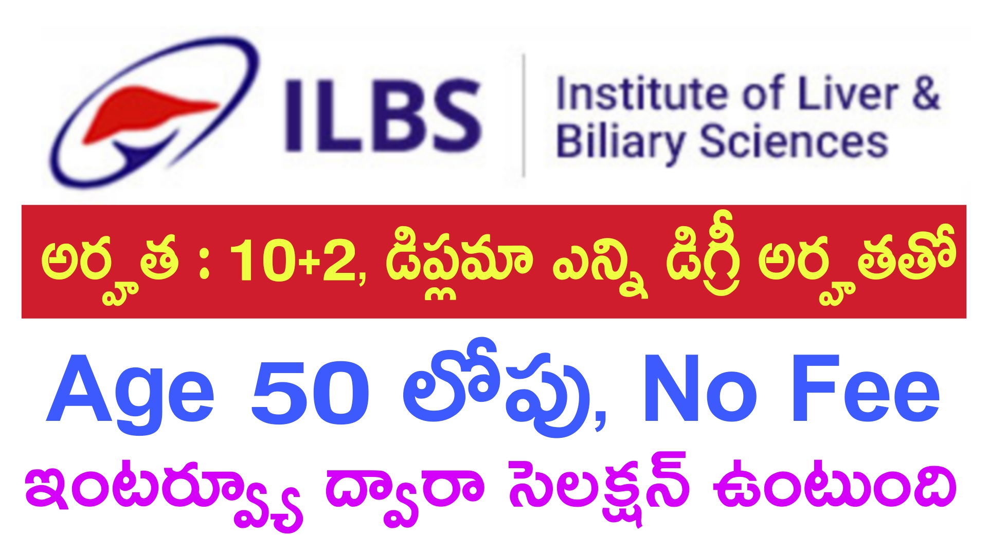 10+2 అర్హతతో ప్రభుత్వ కార్యాలయంలో జాబ్స్ | ILBS Contract Basis Jobs Recruitment 2024 in Telugu Apply Now 